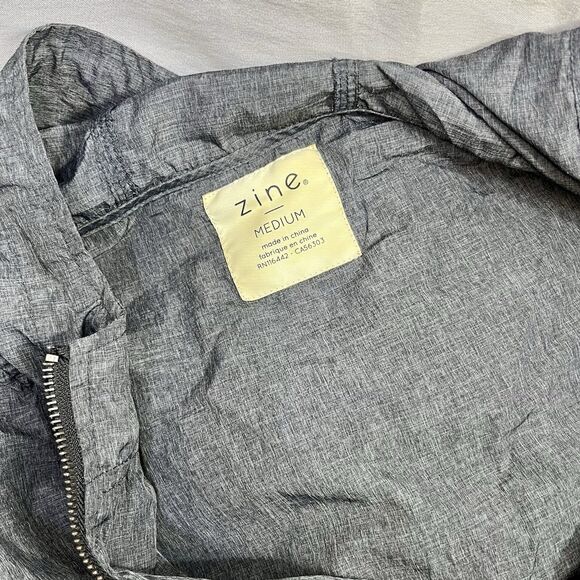 ZINE Windbreaker Light Pullover Jacket Men's M 1/2 Zip Hooded Gray - Picture 3 of 8